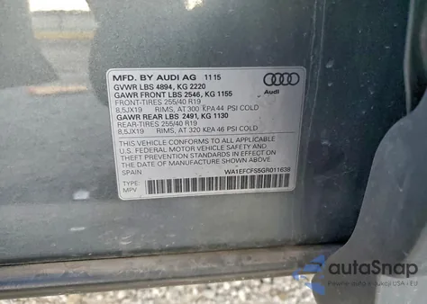 2016 Audi Q3 Premium Plus from USA, damaged, VIN WA1EFCFS5GR011638